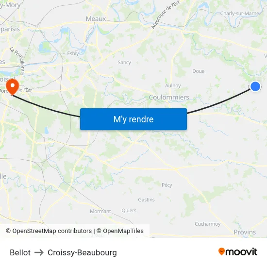 Bellot to Croissy-Beaubourg map