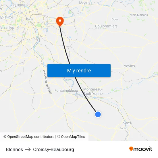 Blennes to Croissy-Beaubourg map