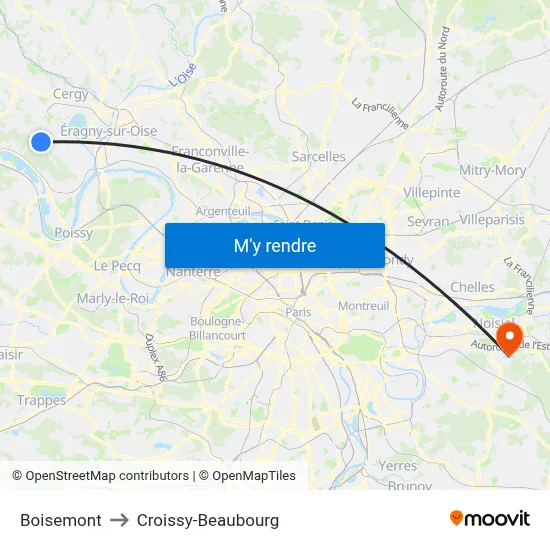 Boisemont to Croissy-Beaubourg map