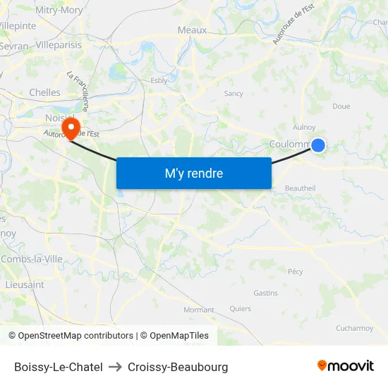 Boissy-Le-Chatel to Croissy-Beaubourg map