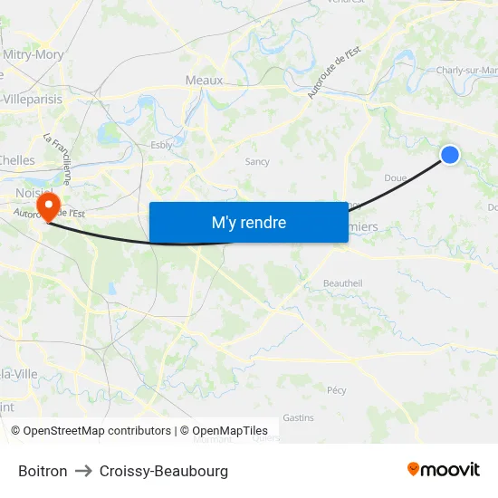Boitron to Croissy-Beaubourg map