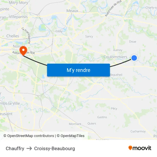 Chauffry to Croissy-Beaubourg map