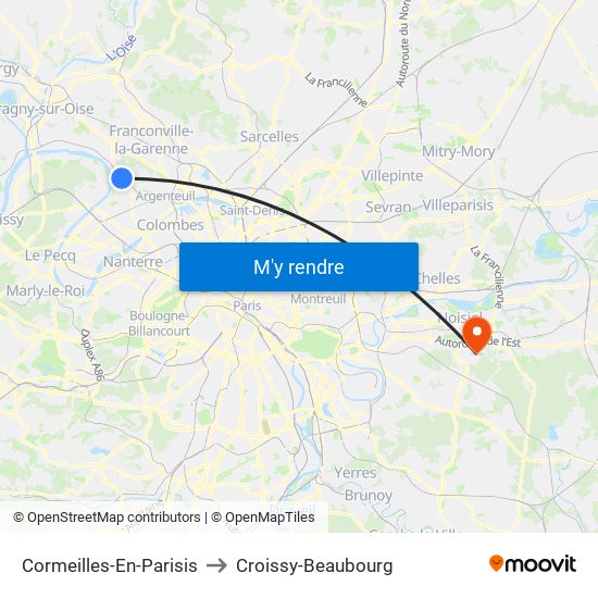 Cormeilles-En-Parisis to Croissy-Beaubourg map