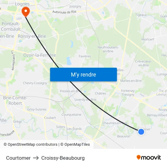 Courtomer to Croissy-Beaubourg map