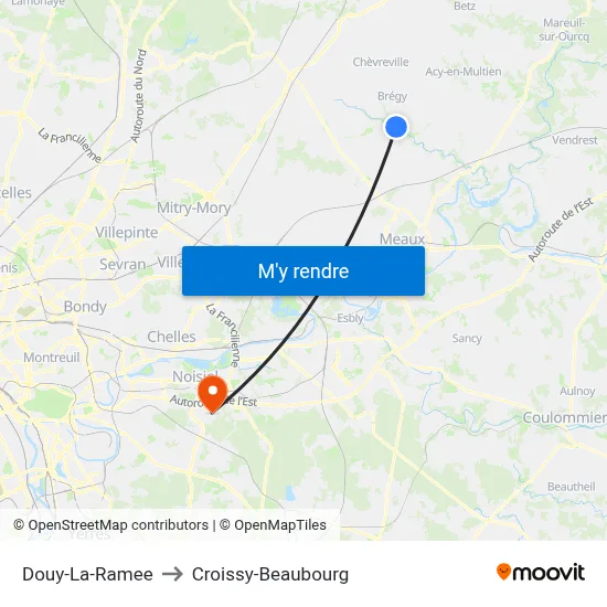 Douy-La-Ramee to Croissy-Beaubourg map