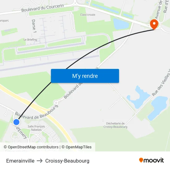 Emerainville to Croissy-Beaubourg map