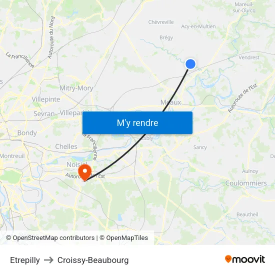 Etrepilly to Croissy-Beaubourg map
