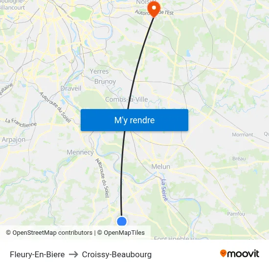 Fleury-En-Biere to Croissy-Beaubourg map