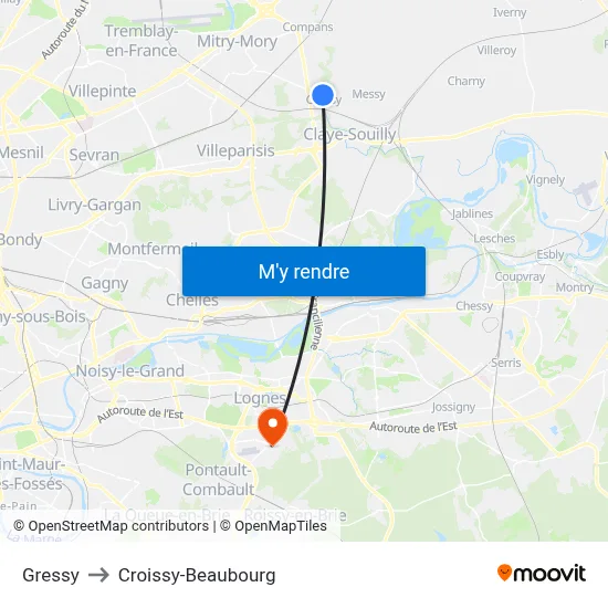 Gressy to Croissy-Beaubourg map