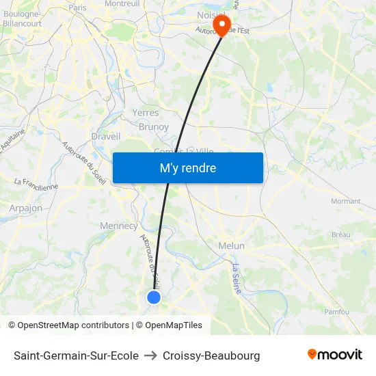 Saint-Germain-Sur-Ecole to Croissy-Beaubourg map
