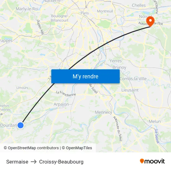 Sermaise to Croissy-Beaubourg map
