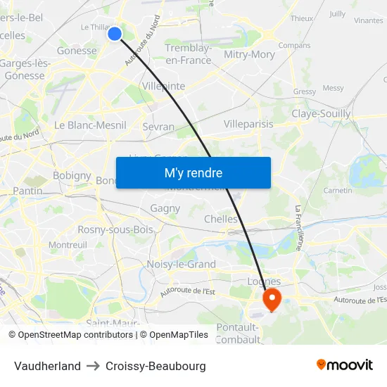 Vaudherland to Croissy-Beaubourg map
