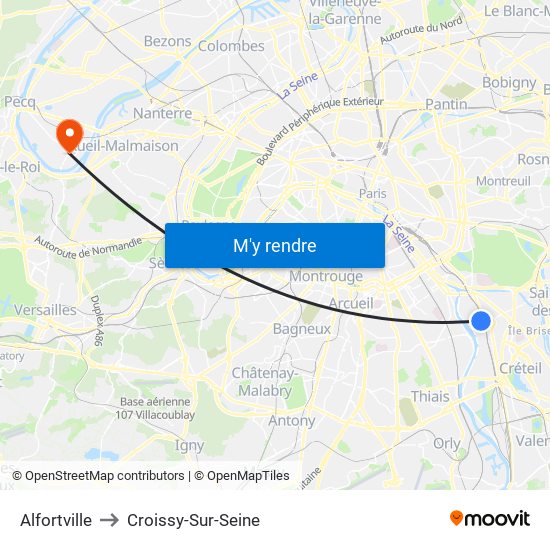 Alfortville to Croissy-Sur-Seine map