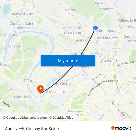 Andilly to Croissy-Sur-Seine map
