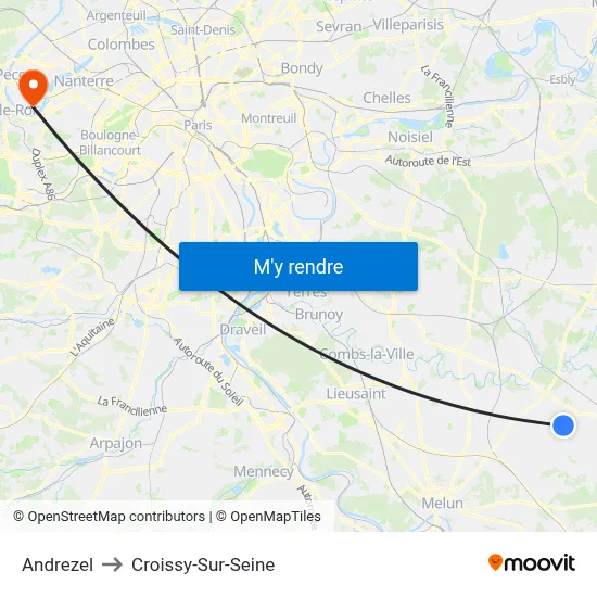 Andrezel to Croissy-Sur-Seine map