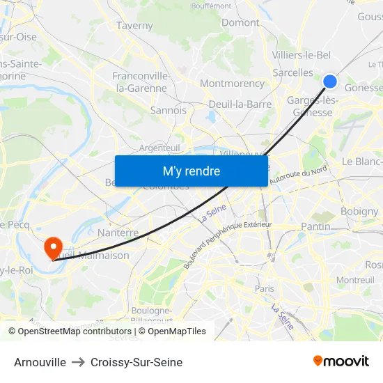 Arnouville to Croissy-Sur-Seine map