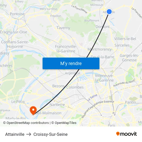 Attainville to Croissy-Sur-Seine map