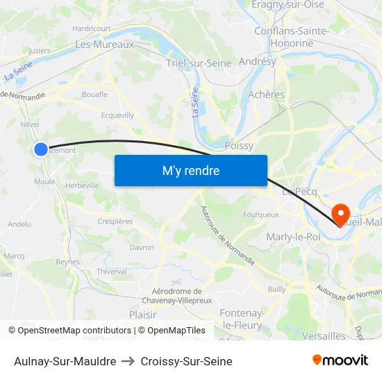 Aulnay-Sur-Mauldre to Croissy-Sur-Seine map
