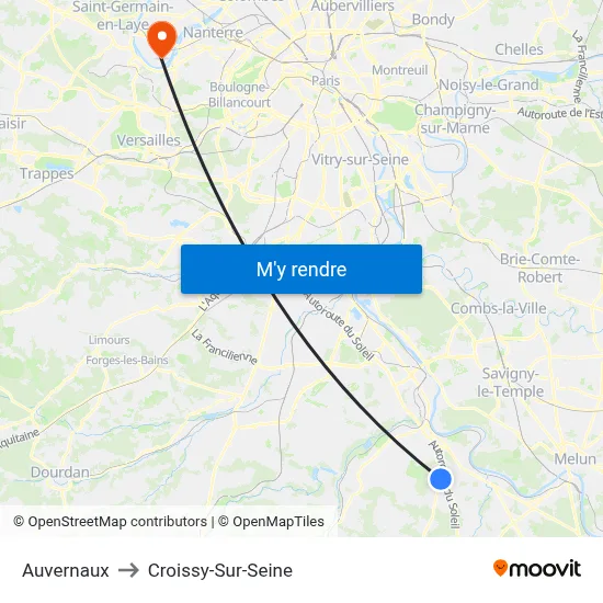 Auvernaux to Croissy-Sur-Seine map