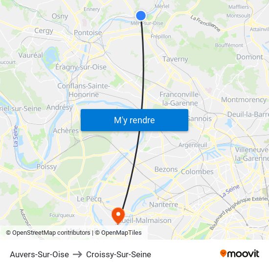 Auvers-Sur-Oise to Croissy-Sur-Seine map