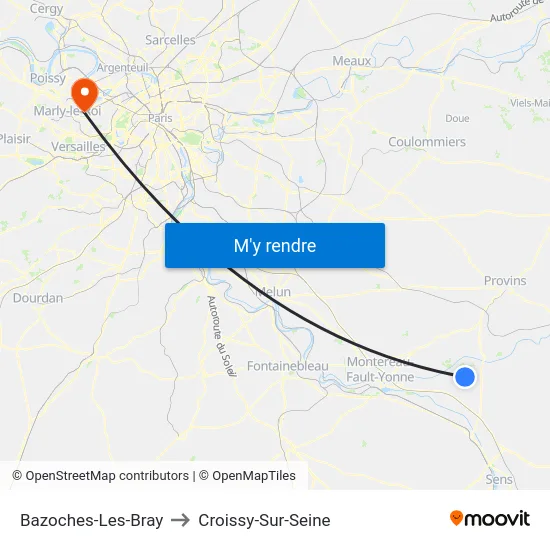 Bazoches-Les-Bray to Croissy-Sur-Seine map
