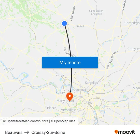 Beauvais to Croissy-Sur-Seine map