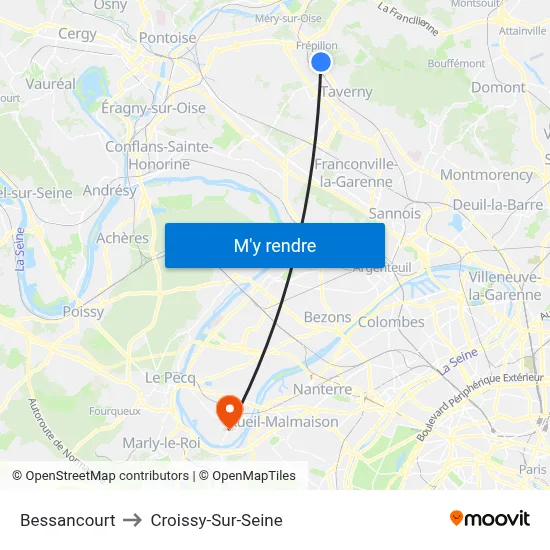 Bessancourt to Croissy-Sur-Seine map