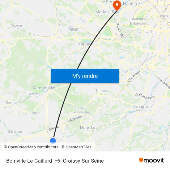 Boinville-Le-Gaillard to Croissy-Sur-Seine map
