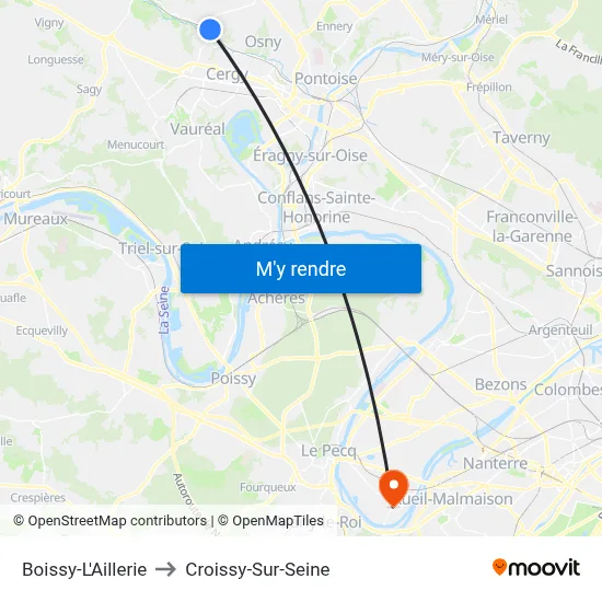 Boissy-L'Aillerie to Croissy-Sur-Seine map
