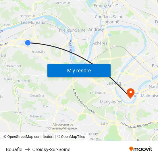 Bouafle to Croissy-Sur-Seine map