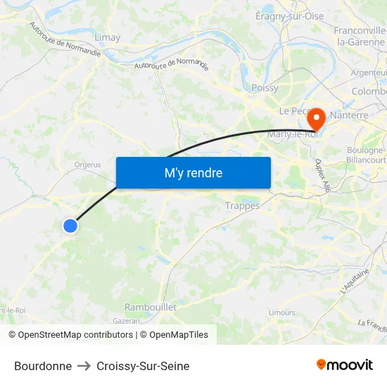 Bourdonne to Croissy-Sur-Seine map