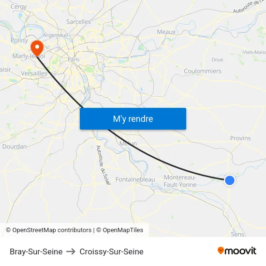 Bray-Sur-Seine to Croissy-Sur-Seine map
