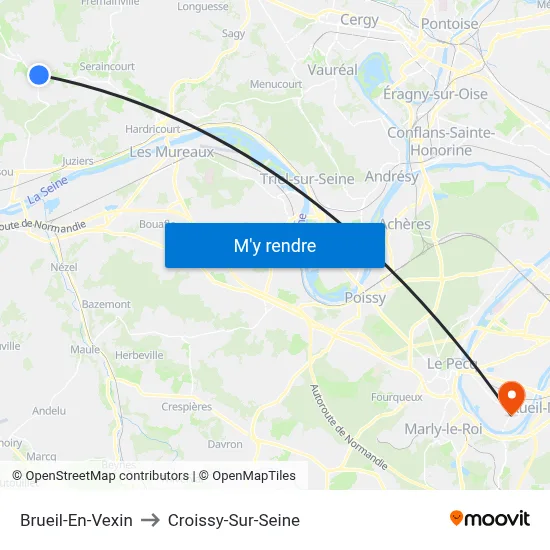 Brueil-En-Vexin to Croissy-Sur-Seine map
