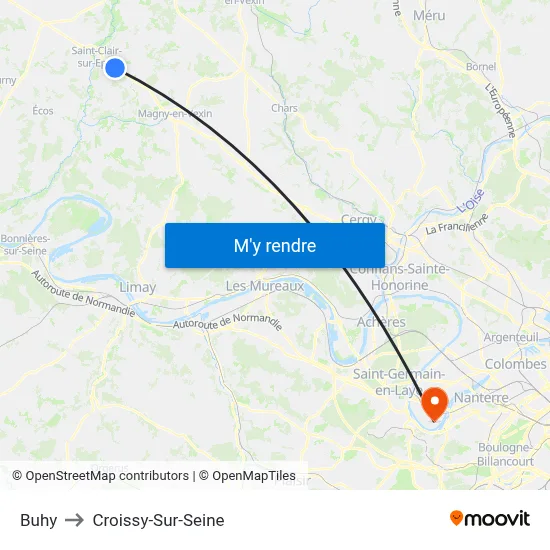Buhy to Croissy-Sur-Seine map