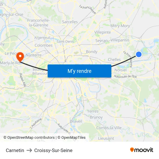 Carnetin to Croissy-Sur-Seine map