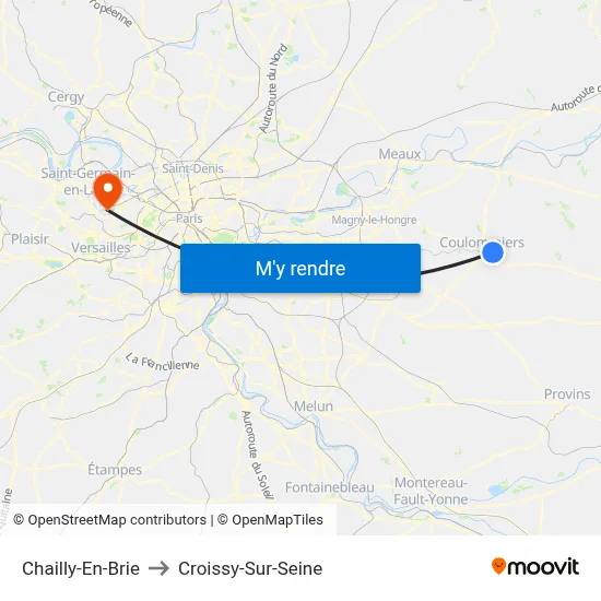 Chailly-En-Brie to Croissy-Sur-Seine map