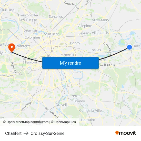 Chalifert to Croissy-Sur-Seine map