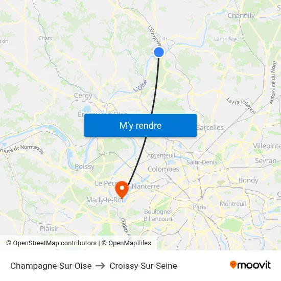 Champagne-Sur-Oise to Croissy-Sur-Seine map