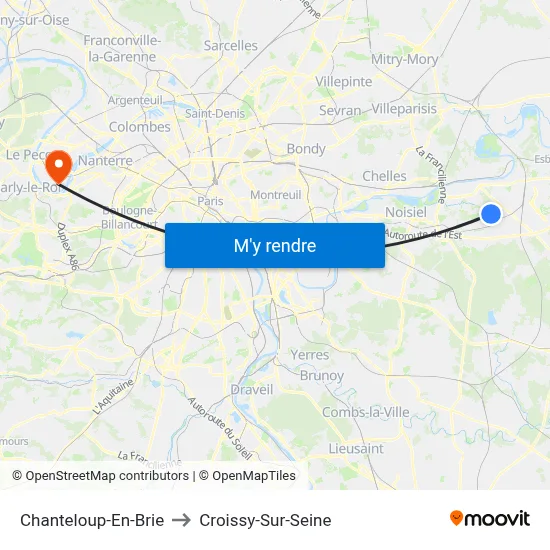 Chanteloup-En-Brie to Croissy-Sur-Seine map