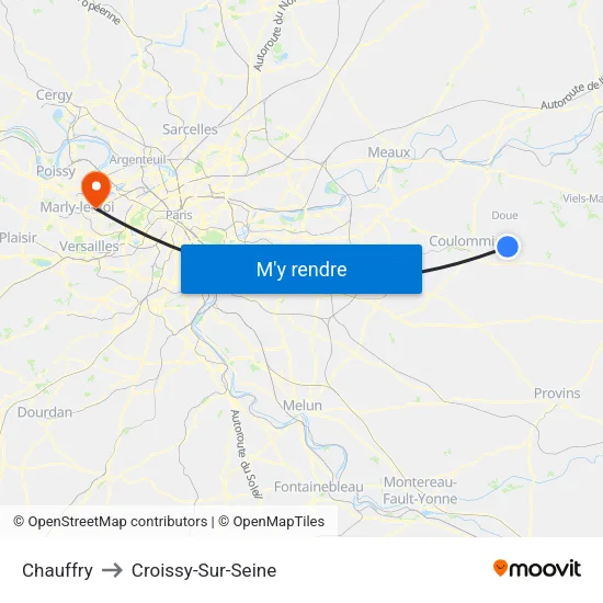 Chauffry to Croissy-Sur-Seine map