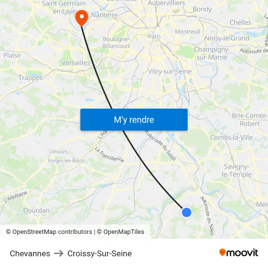 Chevannes to Croissy-Sur-Seine map