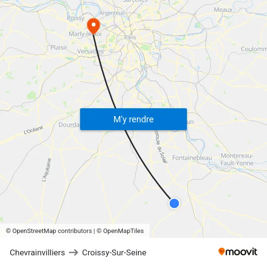 Chevrainvilliers to Croissy-Sur-Seine map