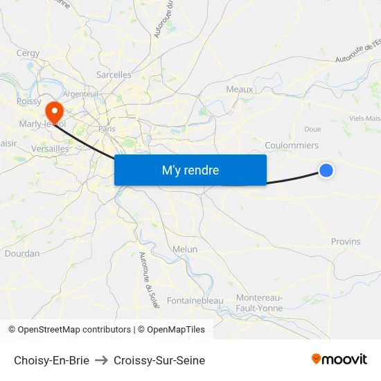Choisy-En-Brie to Croissy-Sur-Seine map