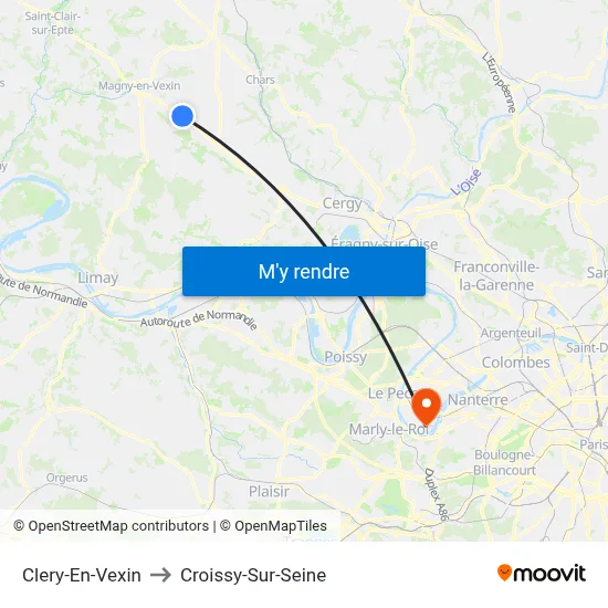 Clery-En-Vexin to Croissy-Sur-Seine map
