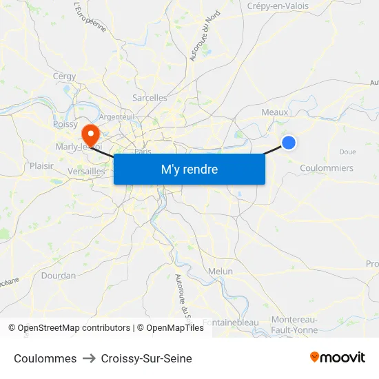 Coulommes to Croissy-Sur-Seine map