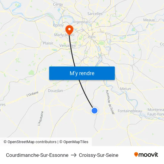 Courdimanche-Sur-Essonne to Croissy-Sur-Seine map