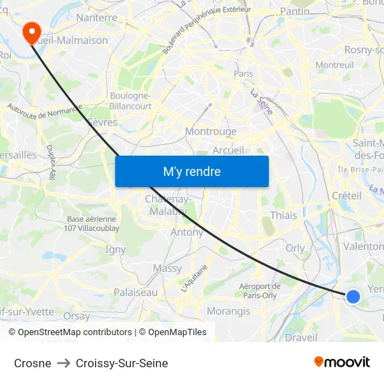 Crosne to Croissy-Sur-Seine map