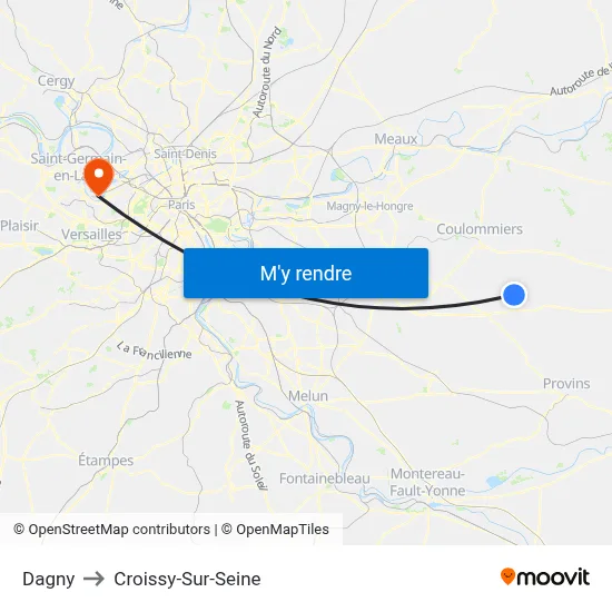 Dagny to Croissy-Sur-Seine map