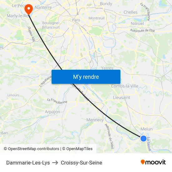 Dammarie-Les-Lys to Croissy-Sur-Seine map