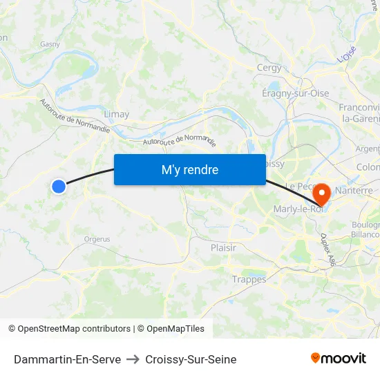Dammartin-En-Serve to Croissy-Sur-Seine map